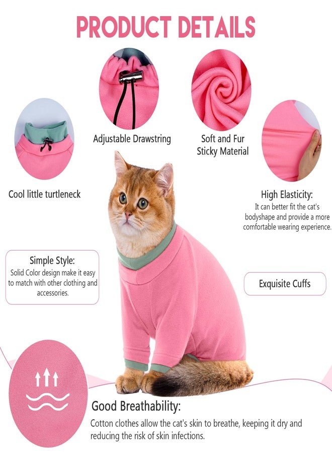 ADNIKIA Sticky Cat Clothes Stretchy, Sphynx Hairless Sweater & Pajamas for Cats only, Soft Cat Onesie for Cats After Surgery Female Male & Hair Loss Prevention, Pink M - Image 2